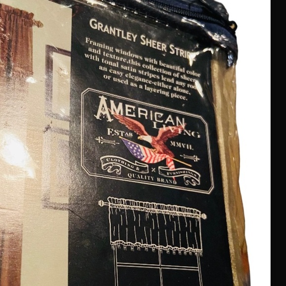 American Living Grantley Sheer Stripe Tassel Rod Pocket Valances Lot of 2. - Picture 3 of 4